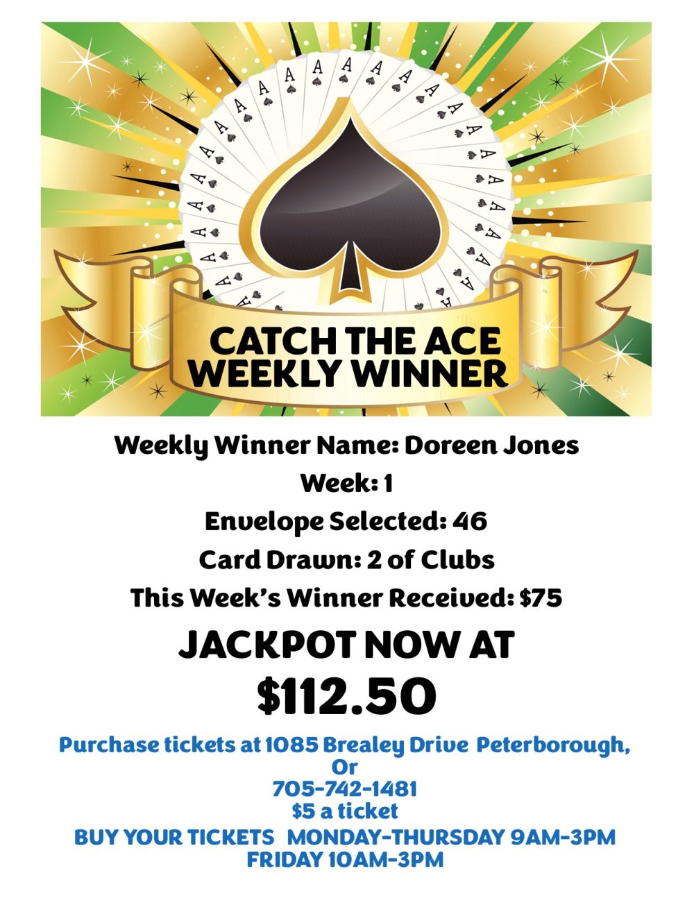 Catch the Ace Winner for Week 1
