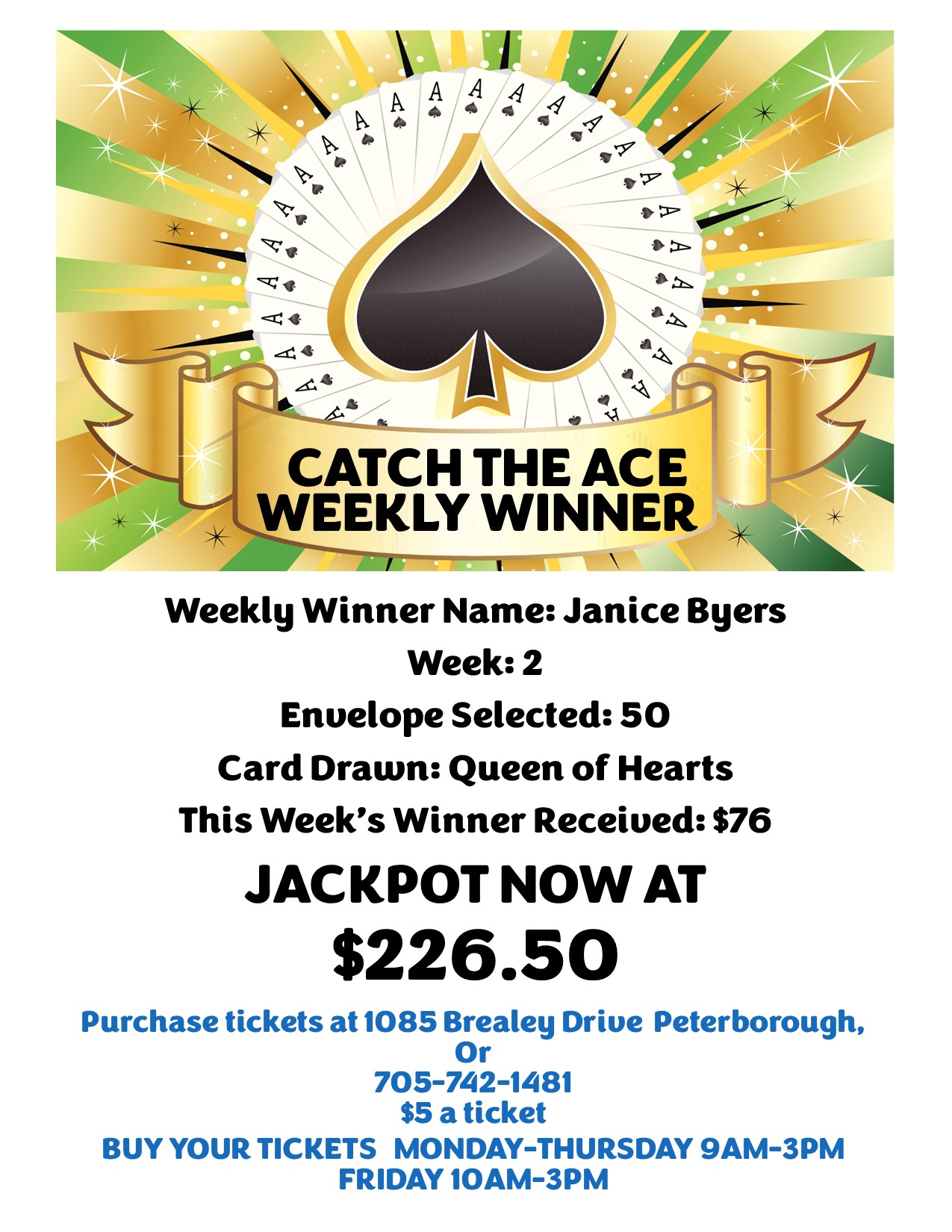 Catch the Ace Winner for Week 2
