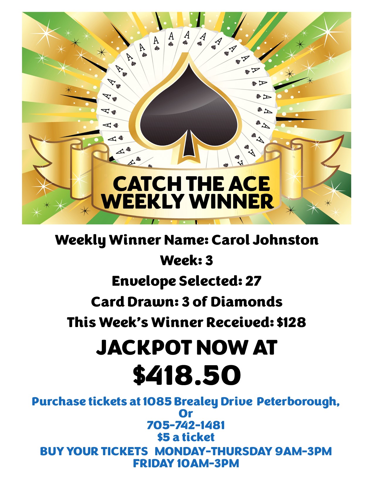 Catch the Ace Winner for Week 3